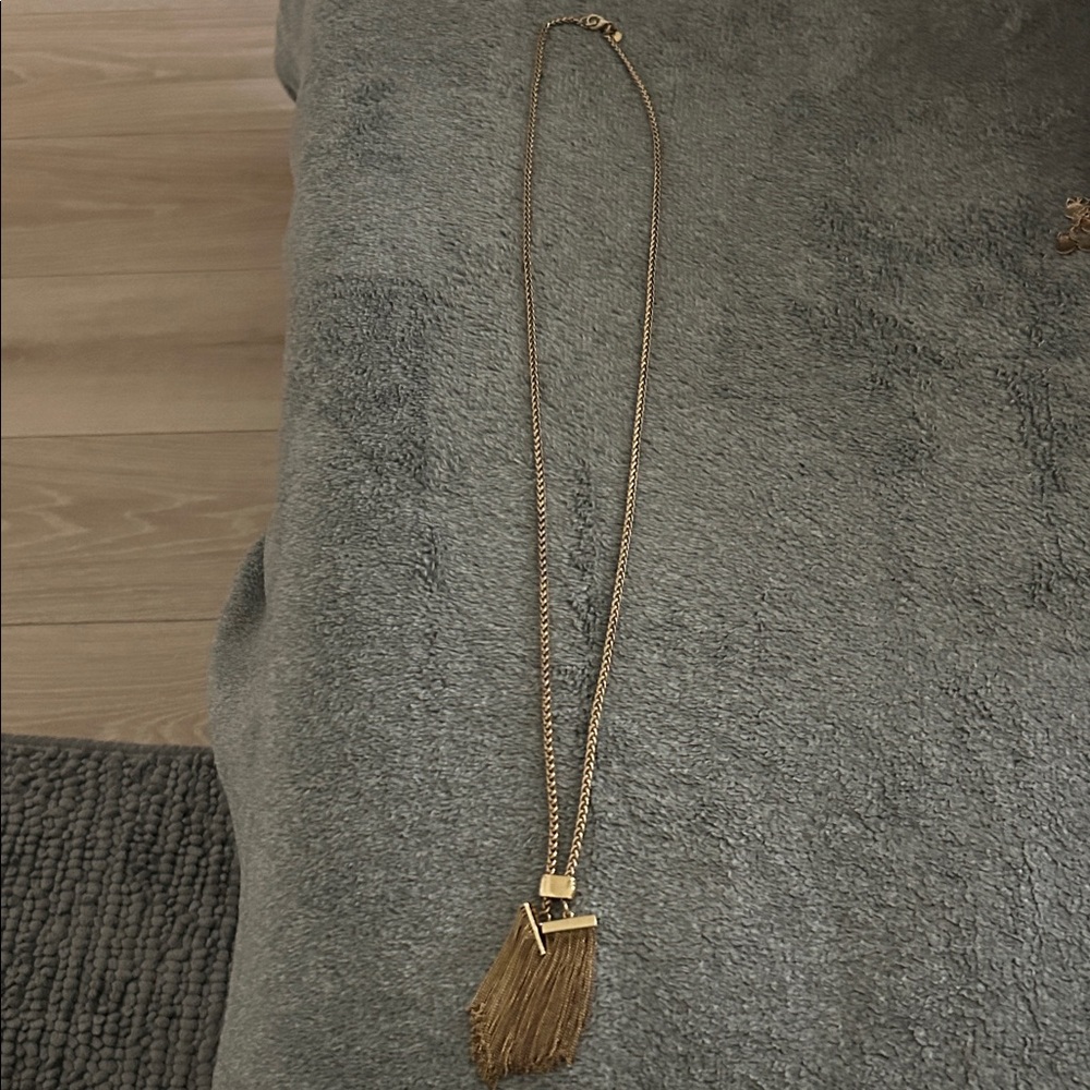 Ann Taylor Gold Tassel Pendant Long Necklace